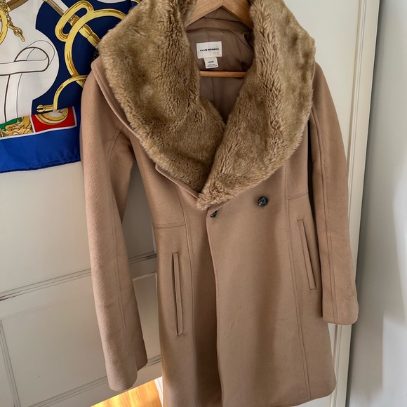 Club Monaco Women's Jacket & Coat Beige Wool Pea Coat - Picture 5 of 12